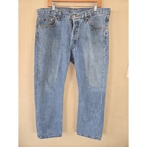 Vintage Levi's 501 Button Fly Straight Leg, Medium Wash Denim Jeans, Size 38x32